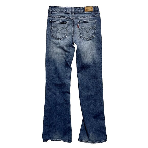 Levis Jeans Girl Sz‎ 8 Boot Cut Blue Low Rise Contrast Stitching Adjustable - Picture 2 of 14